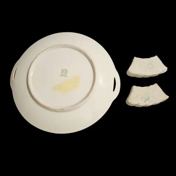 Noritake Hand Painted Scenic Plate w Nut Dishes Japan Set - Picture 4 of 5